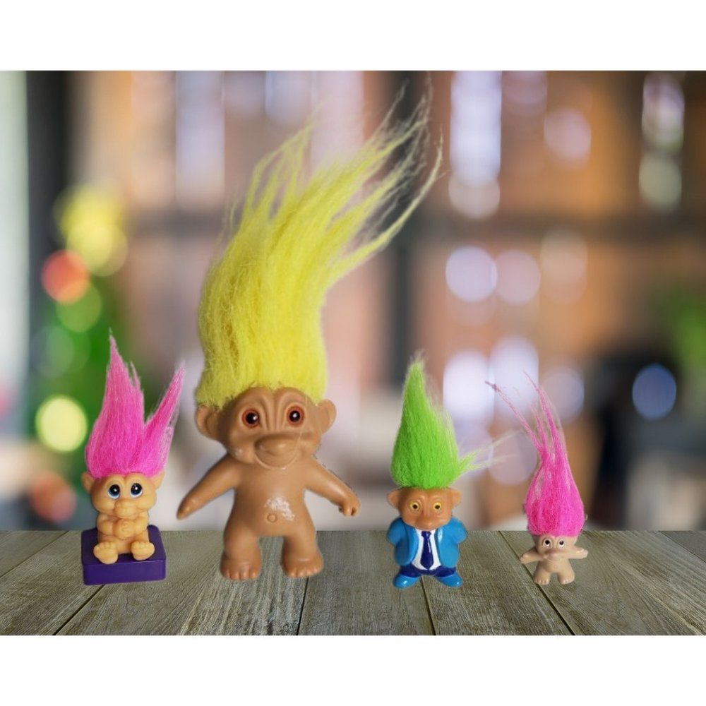 Troll Doll Lot Yellow Hair Green Hair Business Suit Pink Hair Mini for K…